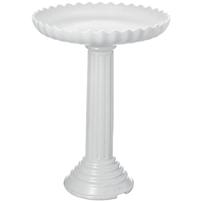 The 'Sky-Rise Spa' Heated Bird Bath & Pedestal | Farm Innovators Scalloped Heated Birdbath | Includes Cord!