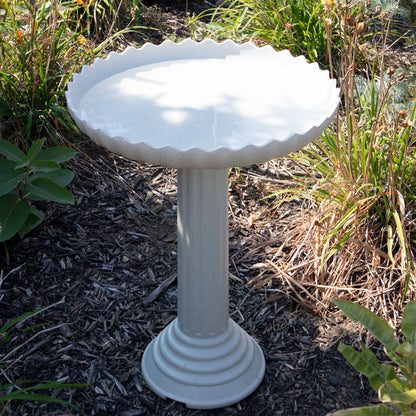 The 'Sky-Rise Spa' Heated Bird Bath & Pedestal | Farm Innovators Scalloped Heated Birdbath | Includes Cord!