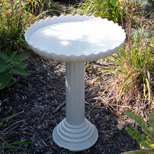 The 'Sky-Rise Spa' Heated Bird Bath & Pedestal | Farm Innovators Scalloped Heated Birdbath | Includes Cord!