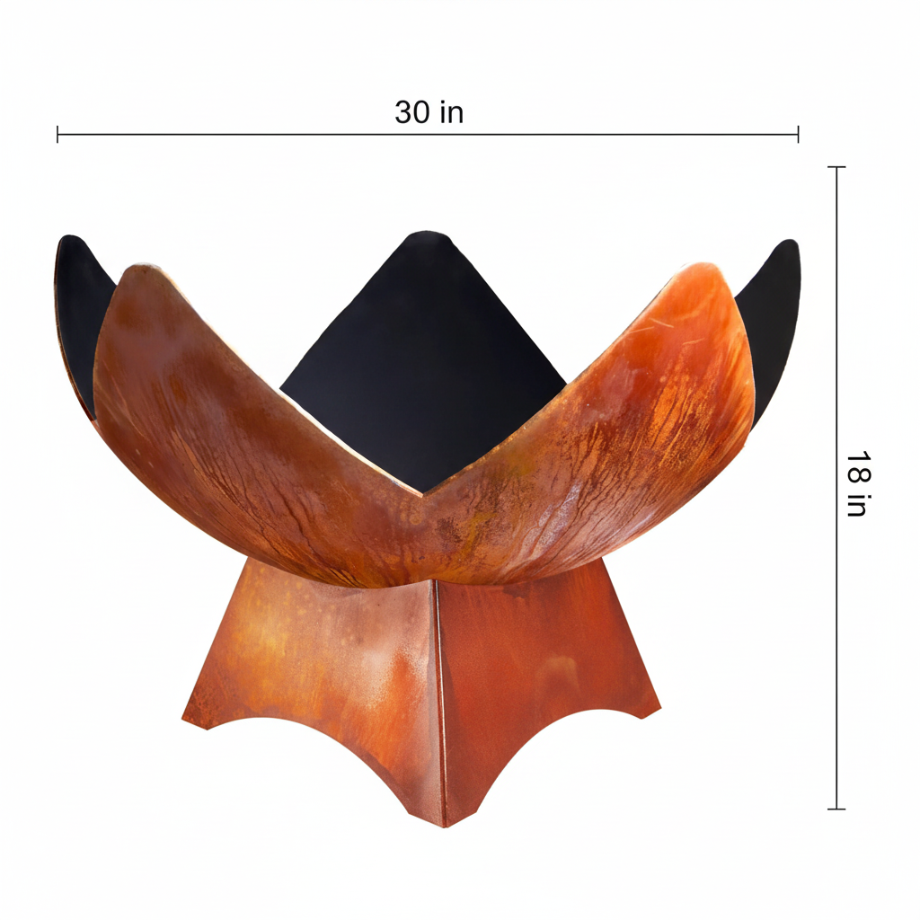 The Blossoming Blaze Fire Bowl | Hand-Forged American Carbon Steel Fire Pit | Ohio Flame