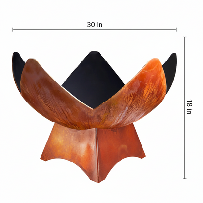 The Blossoming Blaze Fire Bowl | Hand-Forged American Carbon Steel Fire Pit | Ohio Flame