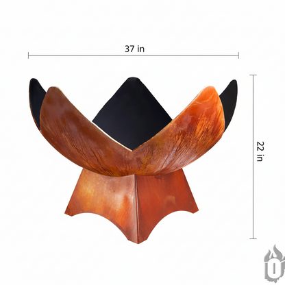 The Blossoming Blaze Fire Bowl | Hand-Forged American Carbon Steel Fire Pit | Ohio Flame