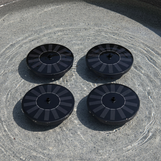 The “Quad Current” Solar Bird Bath Fountain Set