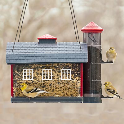 The 'Feather Farm' Barn & Silo Bird Feeder