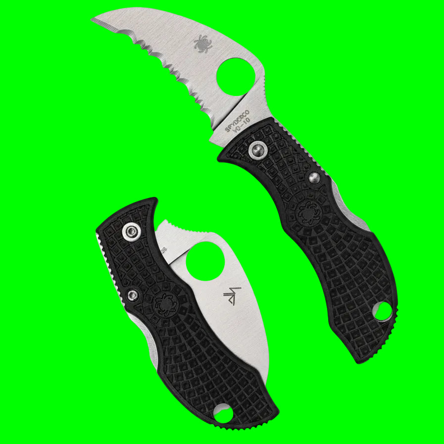 Spyderco Manbug® Hawkbill Folding Knife | MBKHBS | VG-10 | Black FRN | SpyderEdge™ Field Cutter