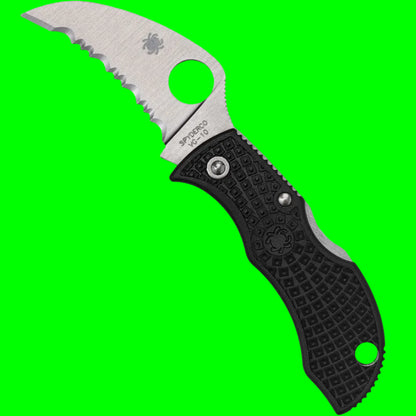 Spyderco Manbug® Hawkbill Folding Knife | MBKHBS | VG-10 | Black FRN | SpyderEdge™ Field Cutter