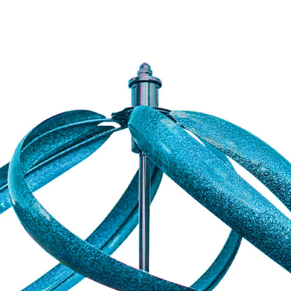 The Celestial Kinetic Keystone | 81" Blue Spherical Double Wind Spinner | Marshall Home & Garden
