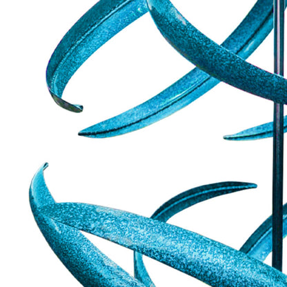 The Celestial Kinetic Keystone | 81" Blue Spherical Double Wind Spinner | Marshall Home & Garden