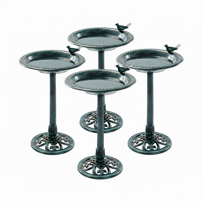 The "Emerald Lagoon" Solar Bird Bath Quad | 4-Station Fountain Grid & Mosquito Control