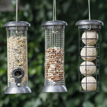 The 'Silver Supper' Curated Tube Bird Feeder Set