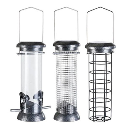 The 'Silver Supper' Curated Tube Bird Feeder Set