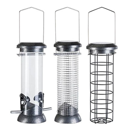 The 'Silver Supper' Curated Tube Bird Feeder Set