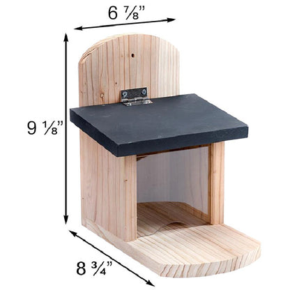 The 'Eat & Retreat' Squirrel Habitat Matched Set | Wood Squirrel House, Cedar Feeder, Nesting Chips & Premium Seed Blend