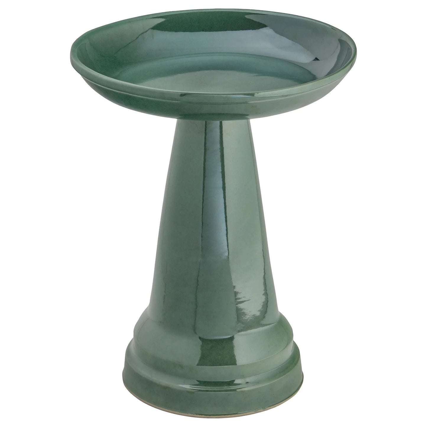 The "Zanesville" Ceramic Bird Bath | 17-Inch Locking Stone Garden Basin | Ohio Stoneware