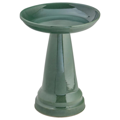 The "Zanesville" Ceramic Bird Bath | 17-Inch Locking Stone Garden Basin | Ohio Stoneware