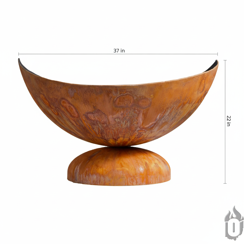 The Lunar Lantern Monolith Fire Bowl | Hand-Forged American Carbon Steel Fire Pit | Ohio Flame