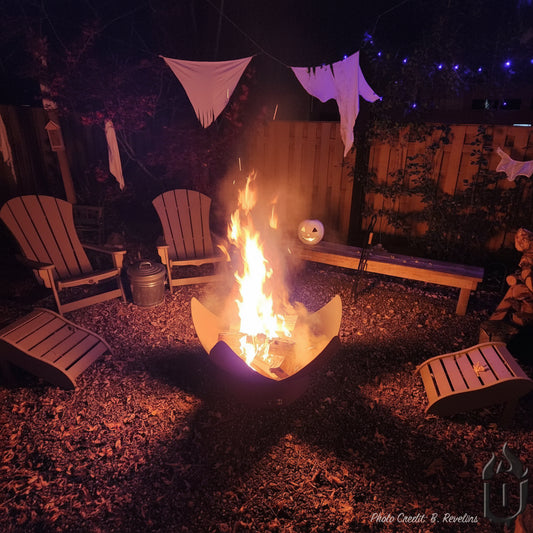 The Blossoming Blaze Fire Bowl | Hand-Forged American Carbon Steel Fire Pit | Ohio Flame