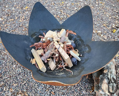 The Blossoming Blaze Fire Bowl | Hand-Forged American Carbon Steel Fire Pit | Ohio Flame