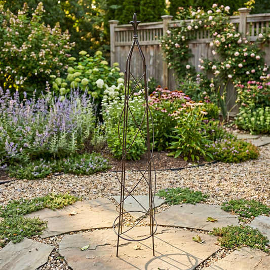 The 'Fleur Royale' Spiral Obelisk | Panacea Products Black Metal Garden Trellis