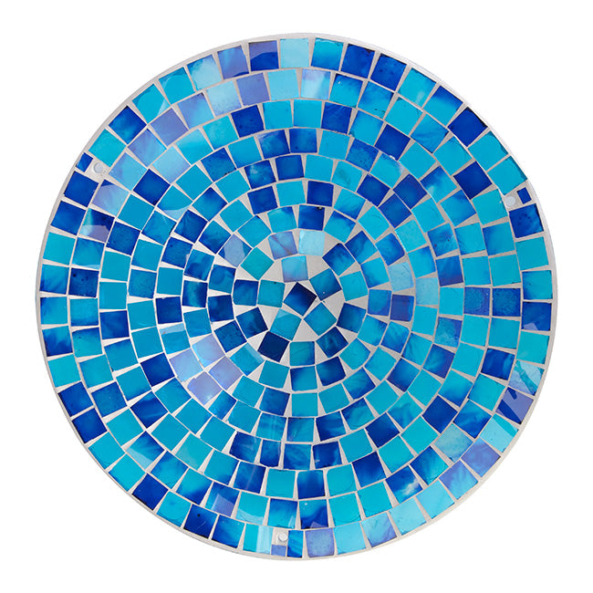 The 'Chromatic Trifecta' Glass Mosaic Bird Bath Collection | Audubon 15" Glass Mosaic Bird Baths with Folding Steel Stands — Set of 3