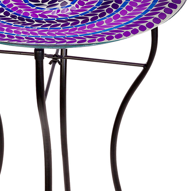 The 'Chromatic Trifecta' Glass Mosaic Bird Bath Collection | Audubon 15" Glass Mosaic Bird Baths with Folding Steel Stands — Set of 3