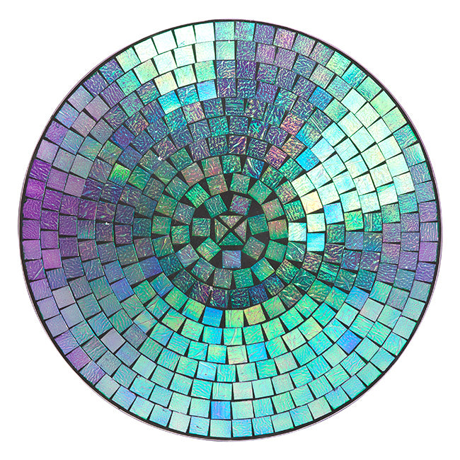 The 'Chromatic Trifecta' Glass Mosaic Bird Bath Collection | Audubon 15" Glass Mosaic Bird Baths with Folding Steel Stands — Set of 3