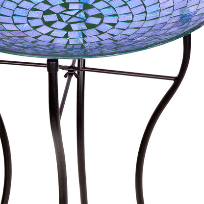 The 'Chromatic Trifecta' Glass Mosaic Bird Bath Collection | Audubon 15" Glass Mosaic Bird Baths with Folding Steel Stands — Set of 3