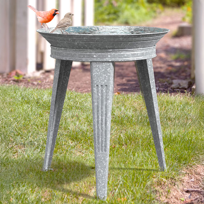 The 'Homestead Hydrator' Galvanized Vintage Bird Bath & Stand | Panacea Products 18" Farmhouse Metal Bird Bath with CareFree Enzyme Maintenance Bundle