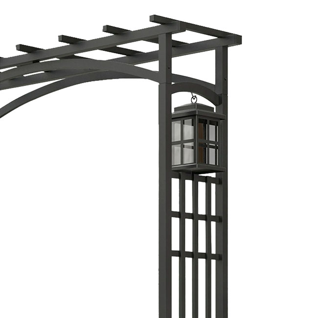 The Mission Lantern Portal | 79" Black Steel Garden Arbor with Lanterns | Panacea