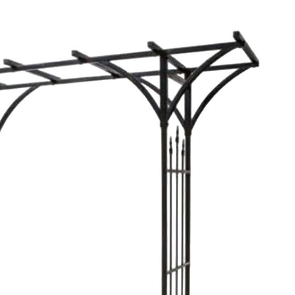 The Bastion Classical Flat-Top Estate Arbor | 84" Wide-Span Steel Garden Gateway | Panacea