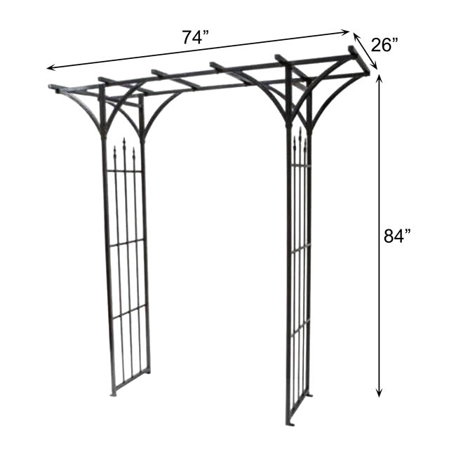 The Bastion Classical Flat-Top Estate Arbor | 84" Wide-Span Steel Garden Gateway | Panacea