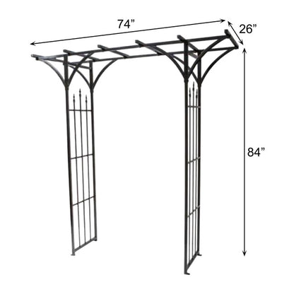 The Bastion Classical Flat-Top Estate Arbor | 84" Wide-Span Steel Garden Gateway | Panacea