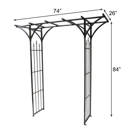 The Bastion Classical Flat-Top Estate Arbor | 84" Wide-Span Steel Garden Gateway | Panacea