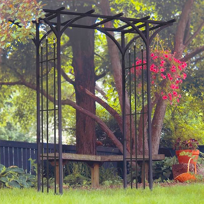 The Bastion Classical Flat-Top Estate Arbor | 84" Wide-Span Steel Garden Gateway | Panacea