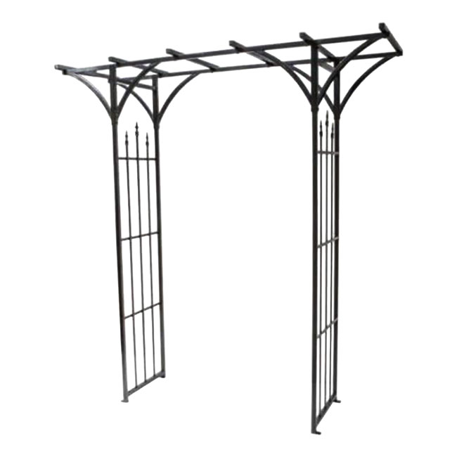 The Bastion Classical Flat-Top Estate Arbor | 84" Wide-Span Steel Garden Gateway | Panacea