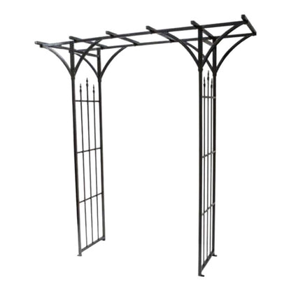 The Bastion Classical Flat-Top Estate Arbor | 84" Wide-Span Steel Garden Gateway | Panacea