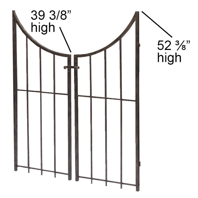 The 'Gilded Gateway' Arch Topped Garden Arbor with Gate | Panacea Products Brushed Bronze Steel Garden Arch