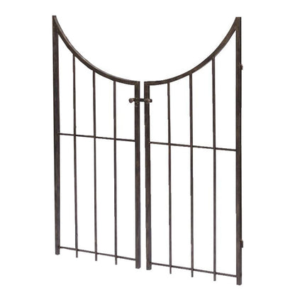 The 'Gilded Gateway' Arch Topped Garden Arbor with Gate | Panacea Products Brushed Bronze Steel Garden Arch