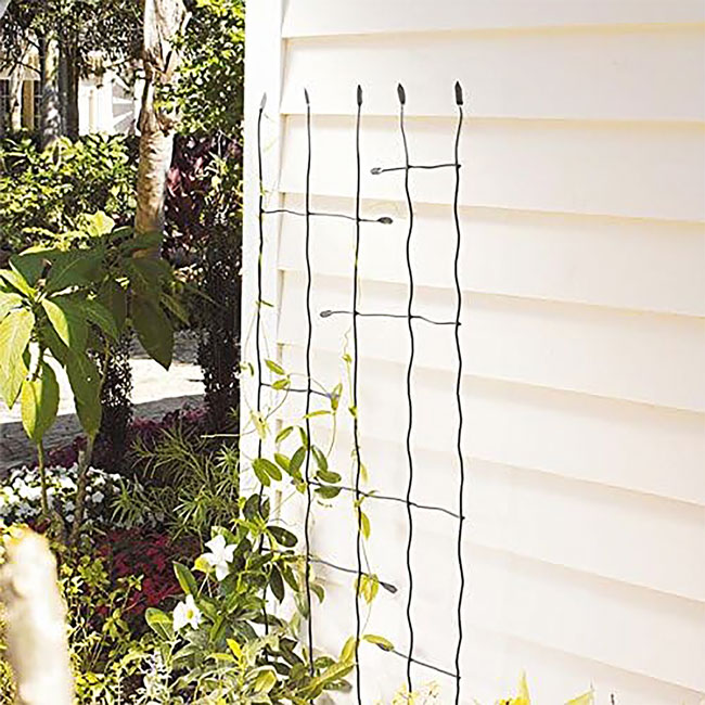 The 'Forged Grove' Twig & Leaf Garden Trellis Collection | Panacea Products 4-Piece Hand-Forged Black Steel Trellis Set