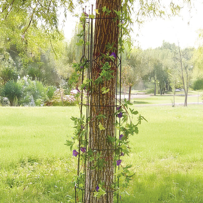 The 'Arboreal Sleeve' Semi-Round Arts & Crafts Garden Trellis | Panacea Products Black Steel Tree Trellis
