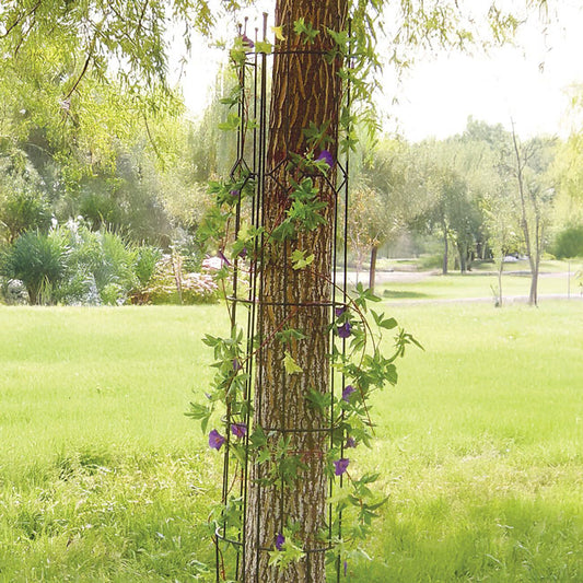 The 'Arboreal Sleeve' Semi-Round Arts & Crafts Garden Trellis | Panacea Products Black Steel Tree Trellis