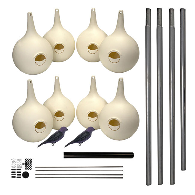 The 'Oct-Estate' Purple Martin Gourd Kit | Prime Retreat 8-Gourd 4-Over-4 Colony System with Decoys