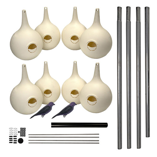 The 'Oct-Estate' Purple Martin Gourd Kit | Prime Retreat 8-Gourd 4-Over-4 Colony System with Decoys