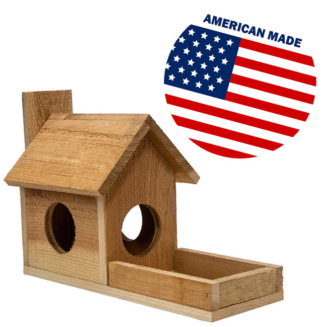 The 'Peanut Gallery' Cedar Squirrel Feeder | Prime Retreat Handmade USA Cedar Jar Squirrel Feeder