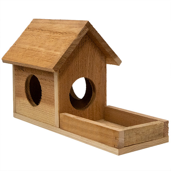 The 'Peanut Gallery' Cedar Squirrel Feeder | Prime Retreat Handmade USA Cedar Jar Squirrel Feeder