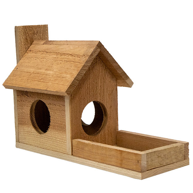 The 'Peanut Gallery' Cedar Squirrel Feeder | Prime Retreat Handmade USA Cedar Jar Squirrel Feeder