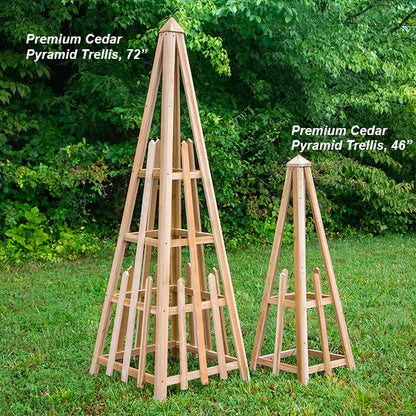 The 'Satellite Staple' Pyramid Trellis | Prime Retreat 46" Handcrafted Cedar Garden Obelisk