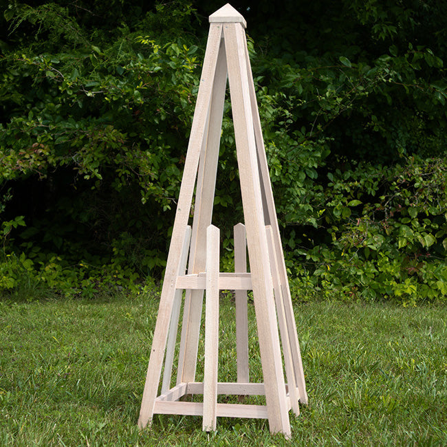 The 'Alabaster Anchor' Pyramid Trellis | Prime Retreat 46" Whitewashed Cedar Garden Obelisk