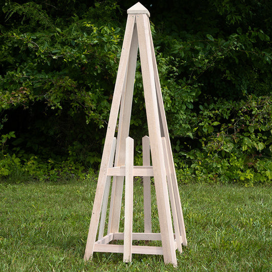 The 'Alabaster Anchor' Pyramid Trellis | Prime Retreat 46" Whitewashed Cedar Garden Obelisk