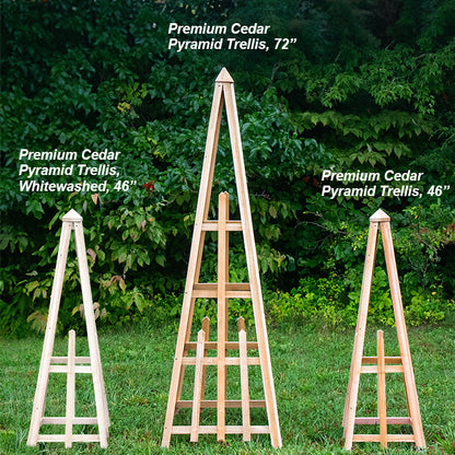 The 'Alabaster Anchor' Pyramid Trellis | Prime Retreat 46" Whitewashed Cedar Garden Obelisk